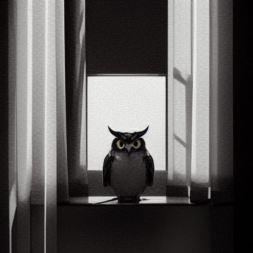 Noir Owl Detective in Grimmer Style