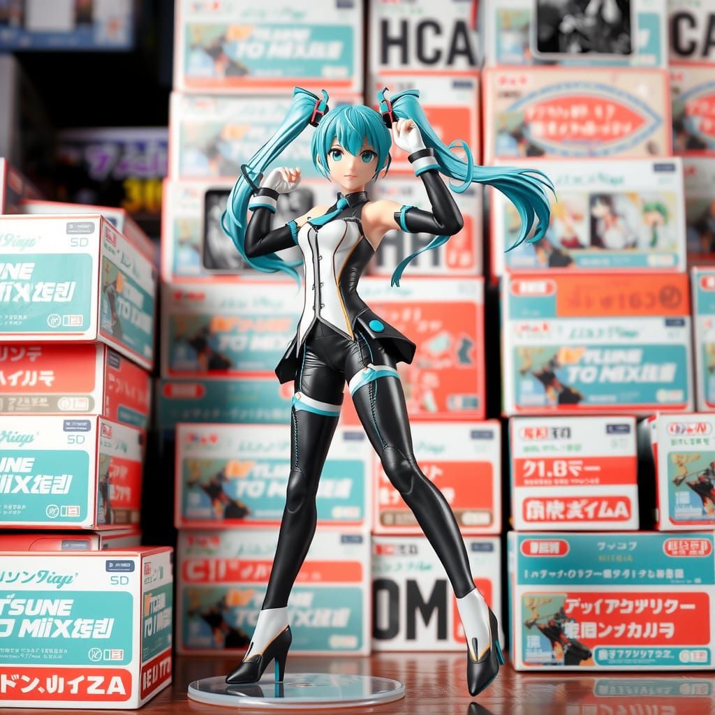 Hatsune Miku Action Figure in Futuristic Concept Art Style