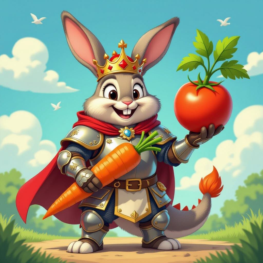 Dopey Rabbit-Dragon Knight with Carrot Sword