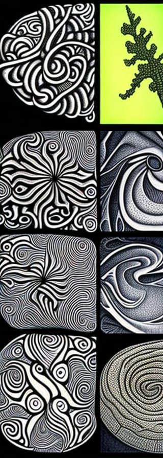 Abstract Zentangle Art with 3D Shading and Runes