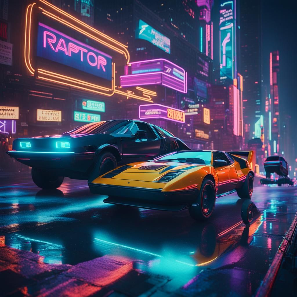 Neon Future Cityscape with Flying Cars