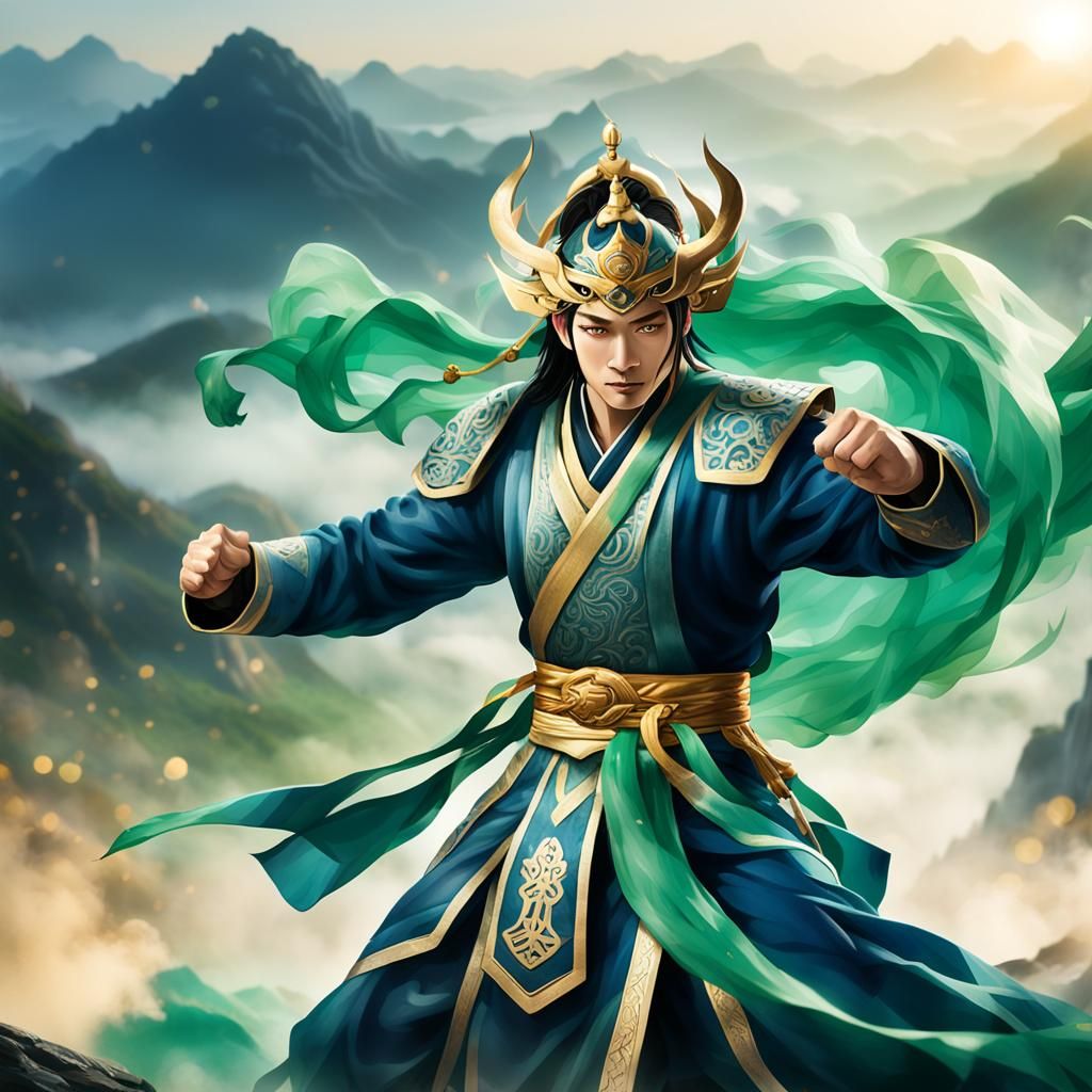 Martial Arts Contestant on Misty Mountain Edge