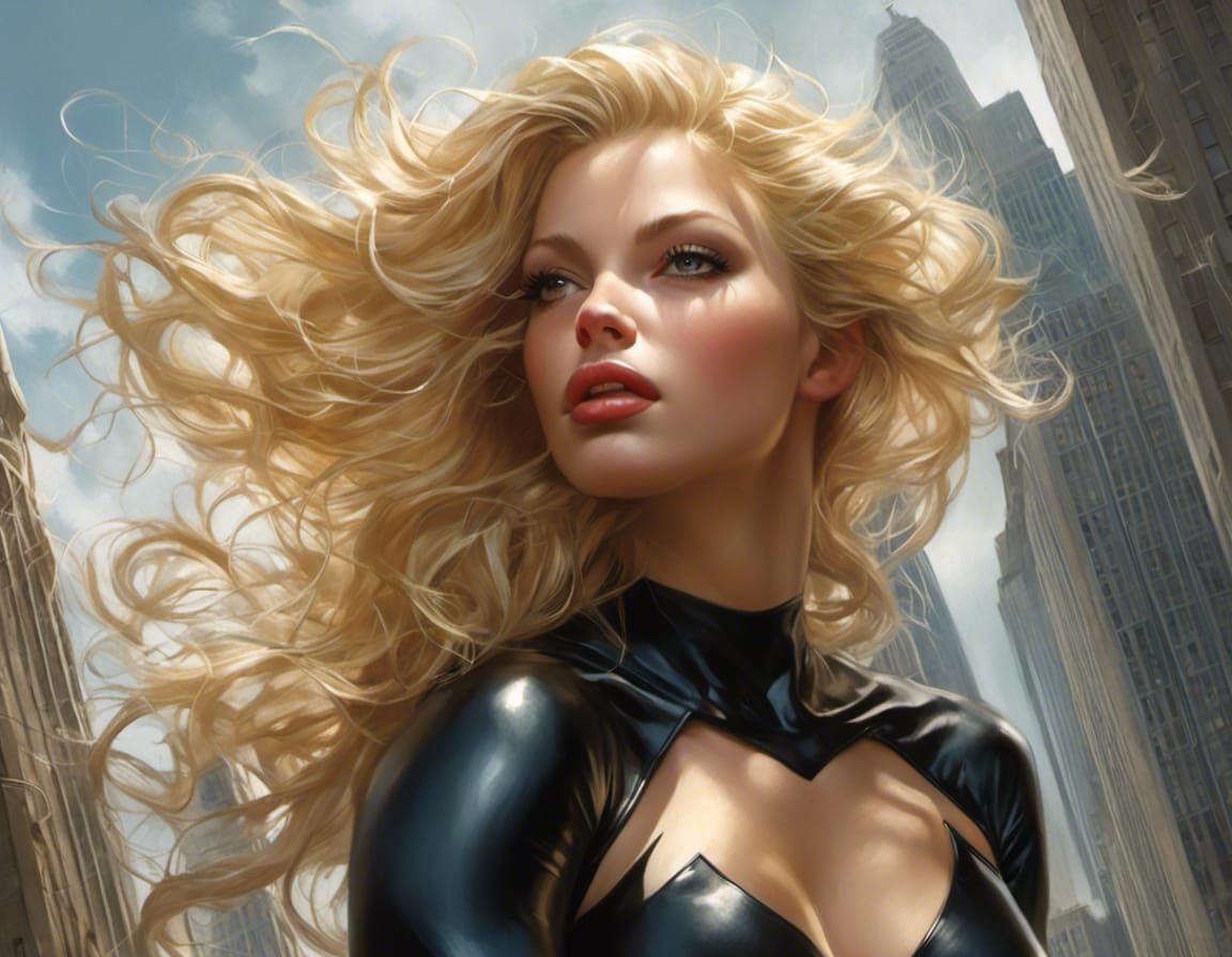 Hyperrealistic Black Canary Illustration in Comic Book Style