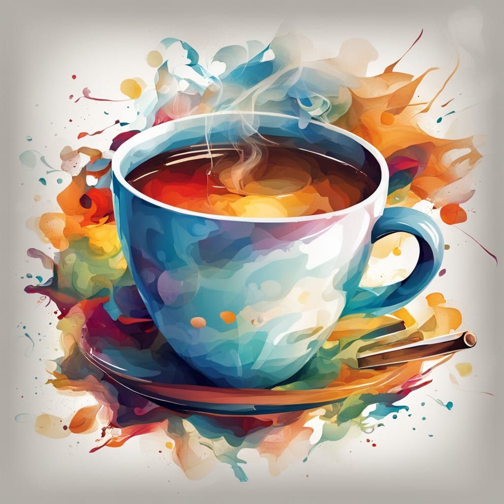 Vibrant Abstract Tea Time Scene in Modern Art