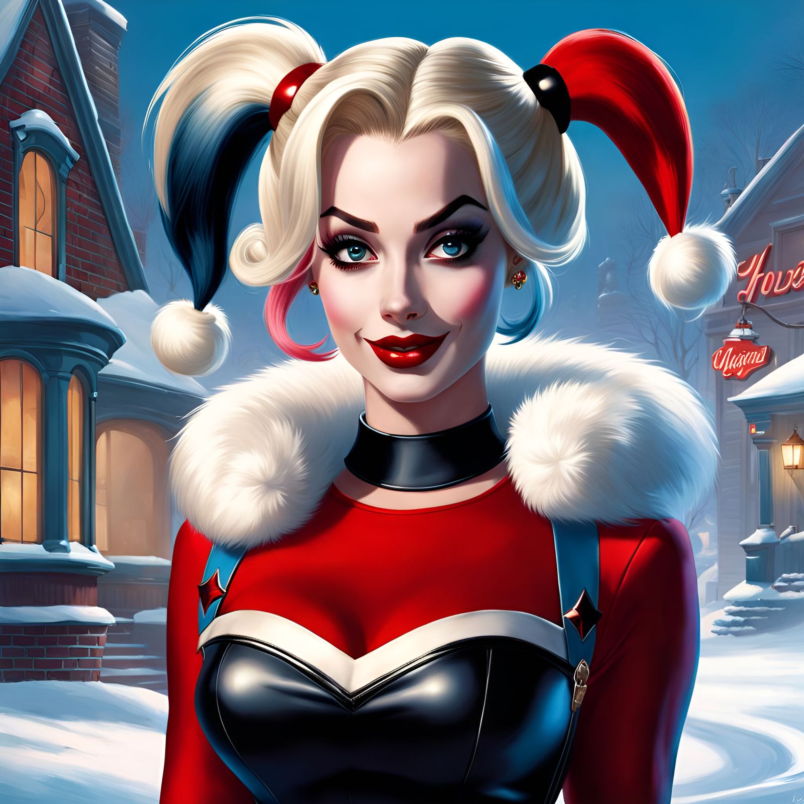 Winter Harley Quinn in Pin-Up Style