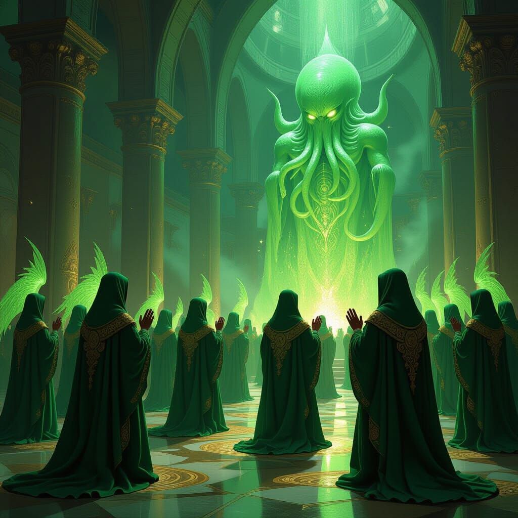Temple Prayer to Cthulhu in Gurney Style
