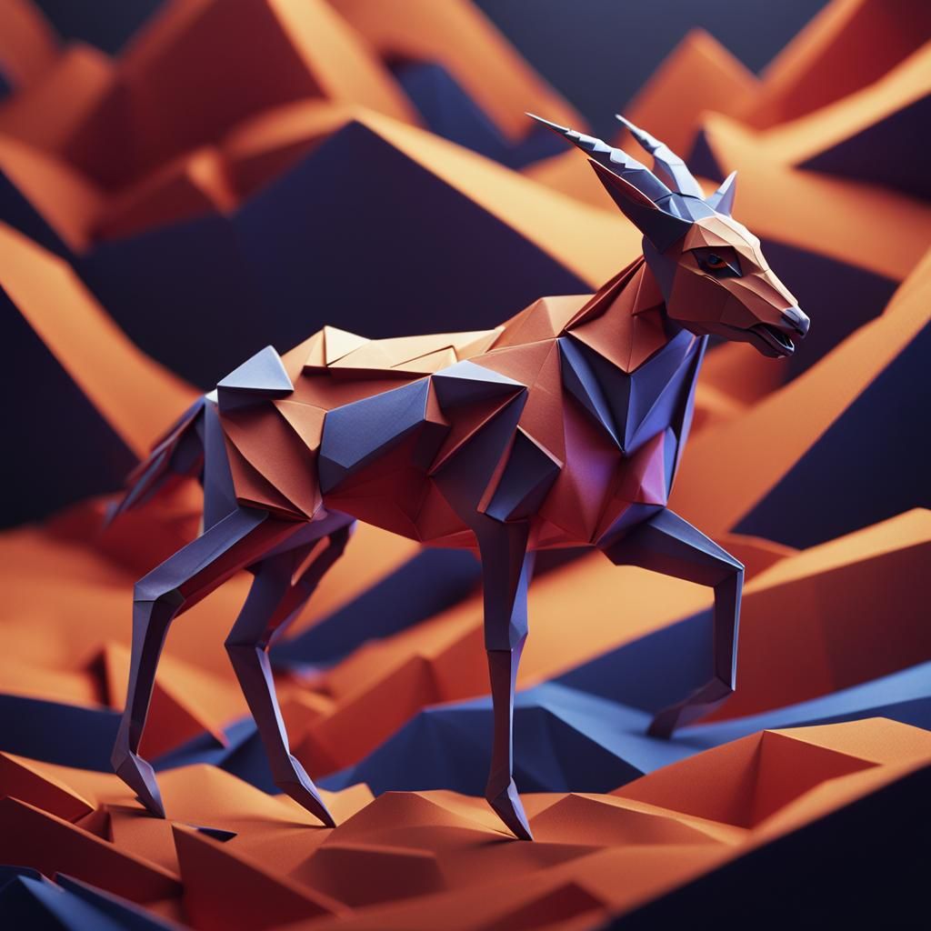 Detailed Origami Gazelle Matte Painting