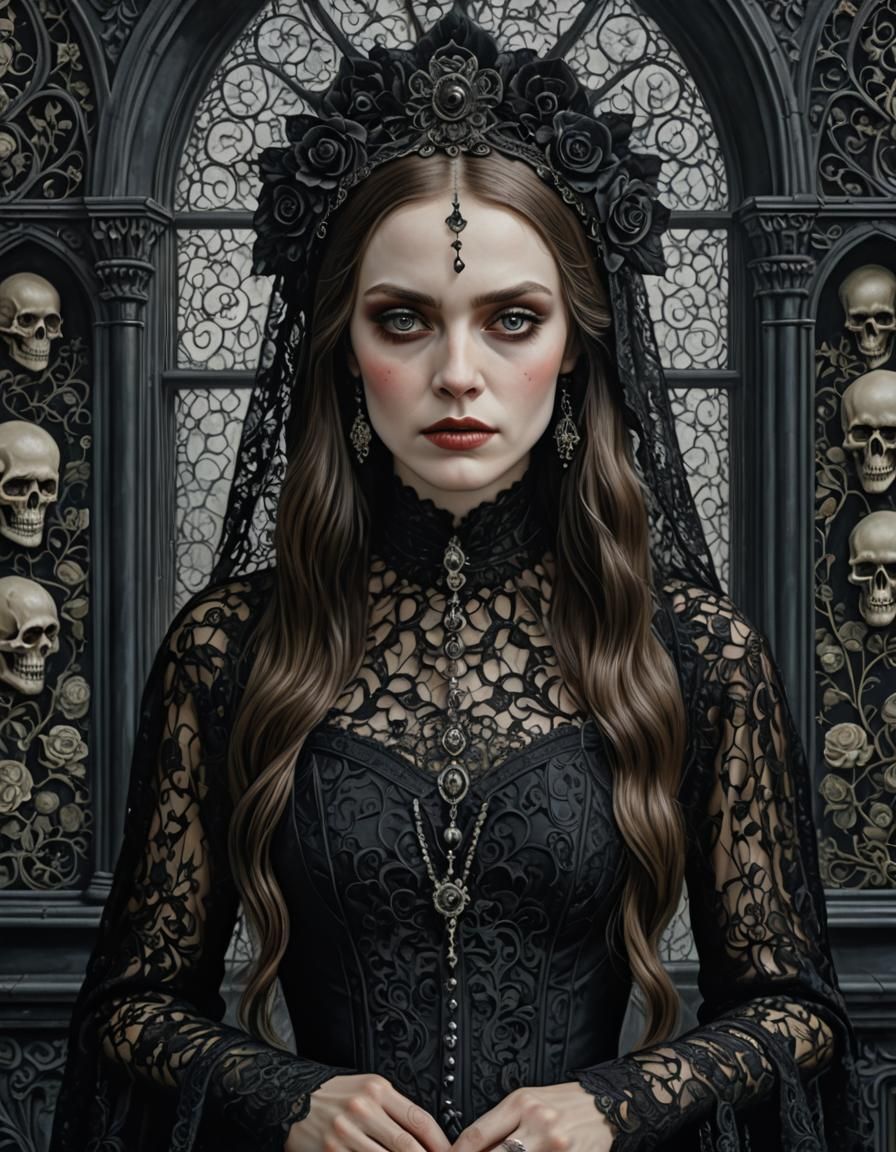 gothic beauty in a crypt