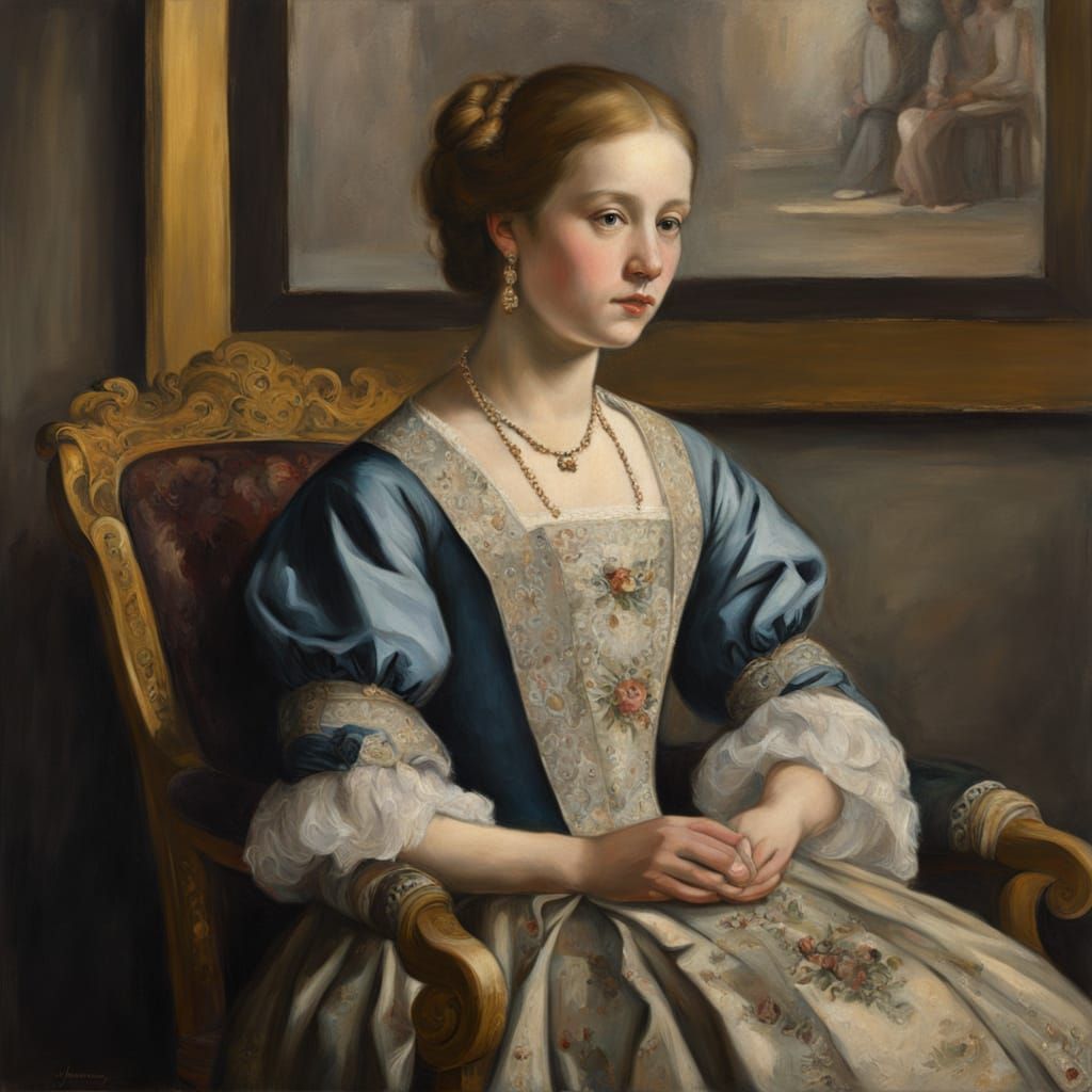 Elegant Lady in Victorian Study