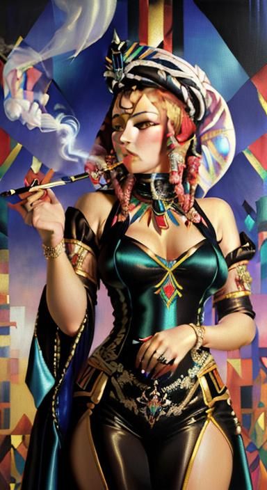 Art Deco Royal Russian Princess with Hookah