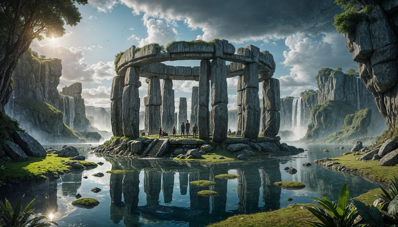 Ancient Monoliths in a Futuristic Tropical Oasis