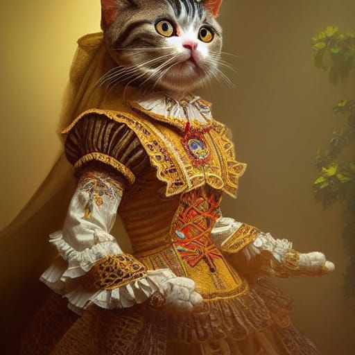 Mexican Senorita Cat in Digital Illustration