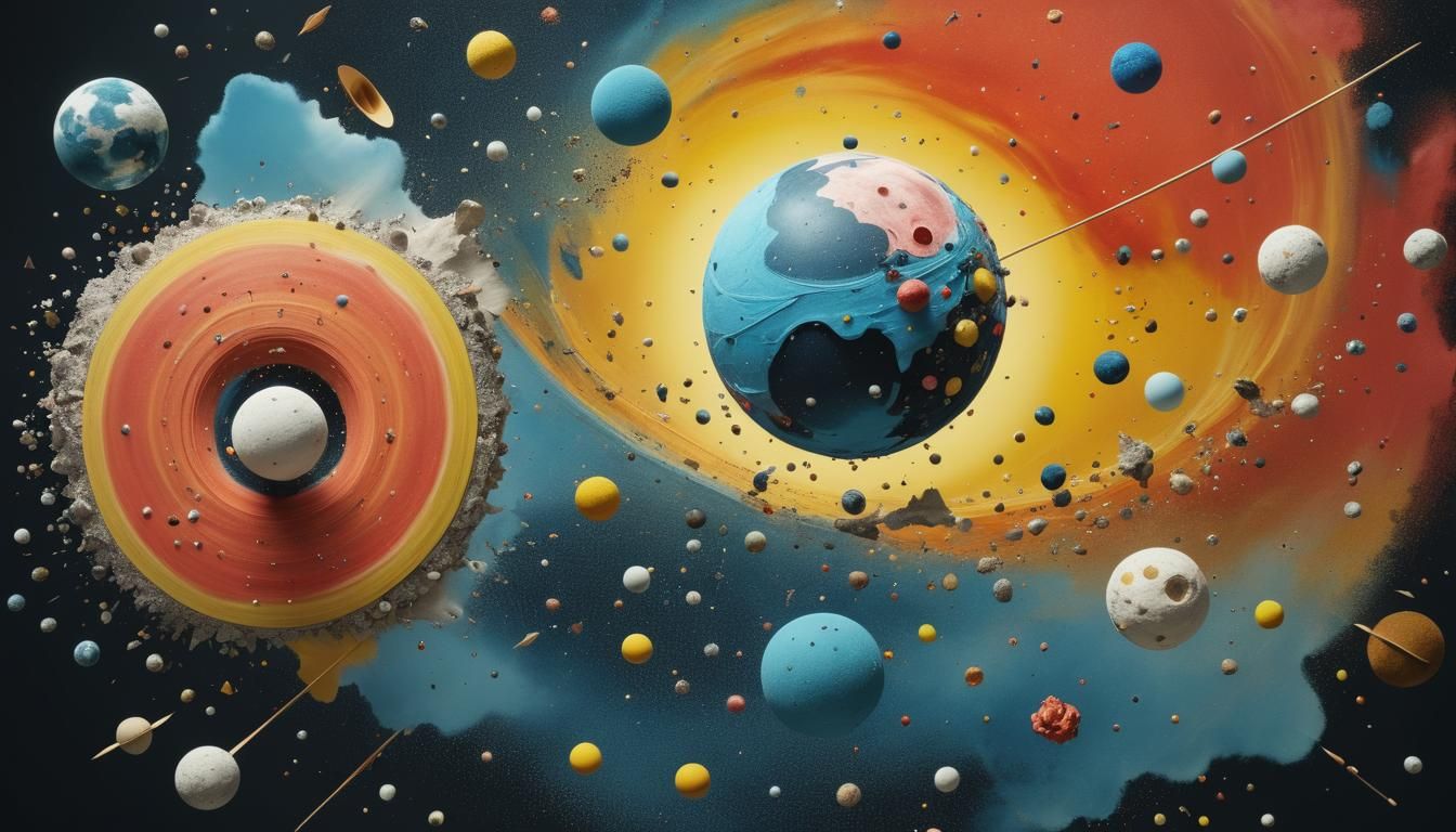 Surreal Comets in Motion, Hyperrealistic Abstract Style