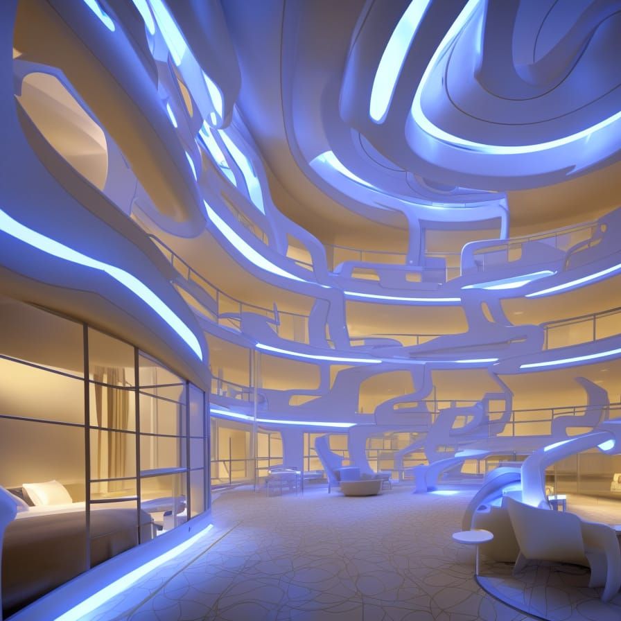 Futuristic Hotel at Midnight: A Glimpse of Tomorrow