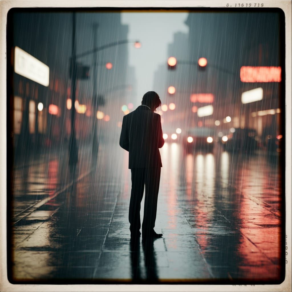 City Rain: A 1970s Style Film Photograph