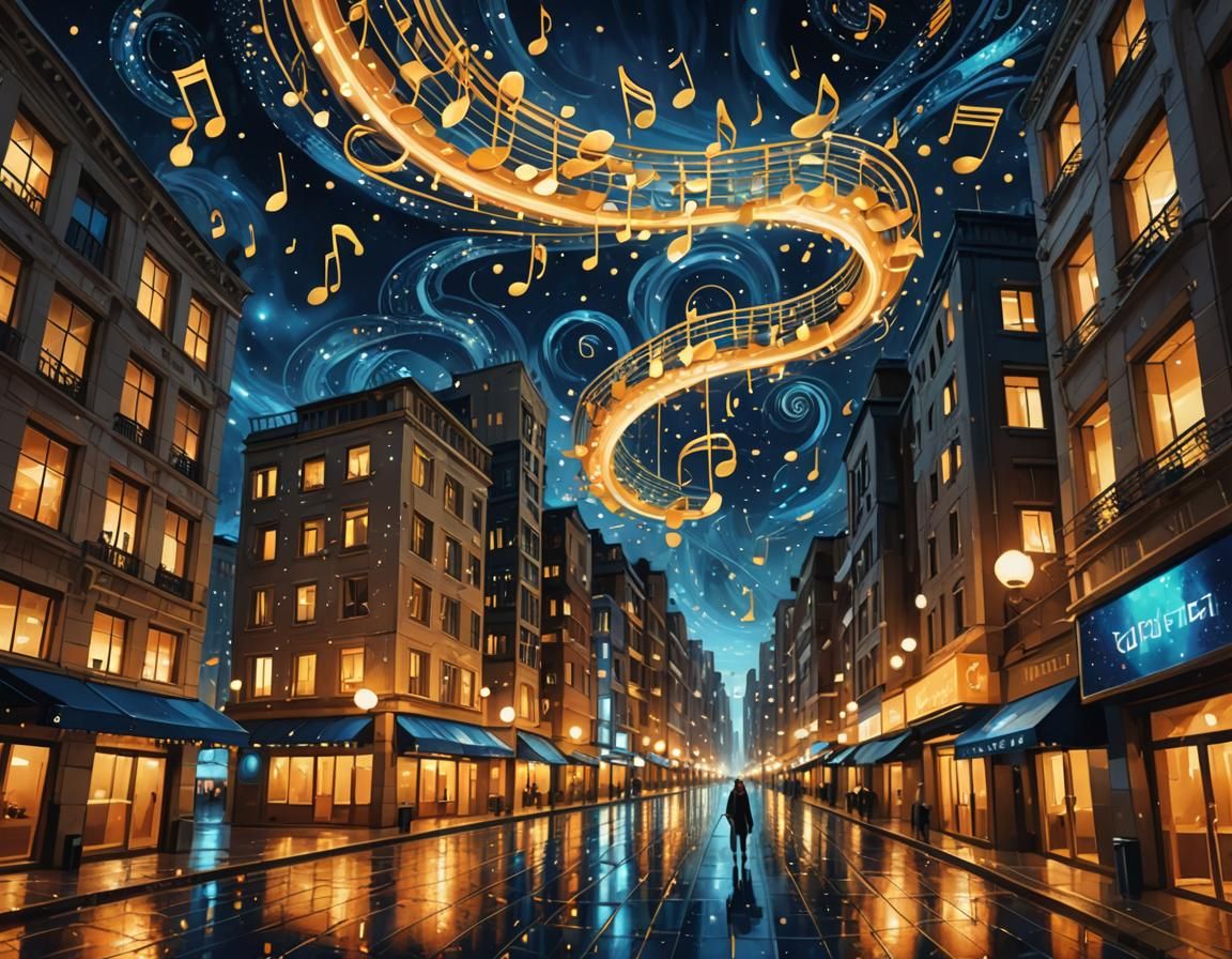 Musical Cityscape: Surreal Futurism in Vibrant Colors