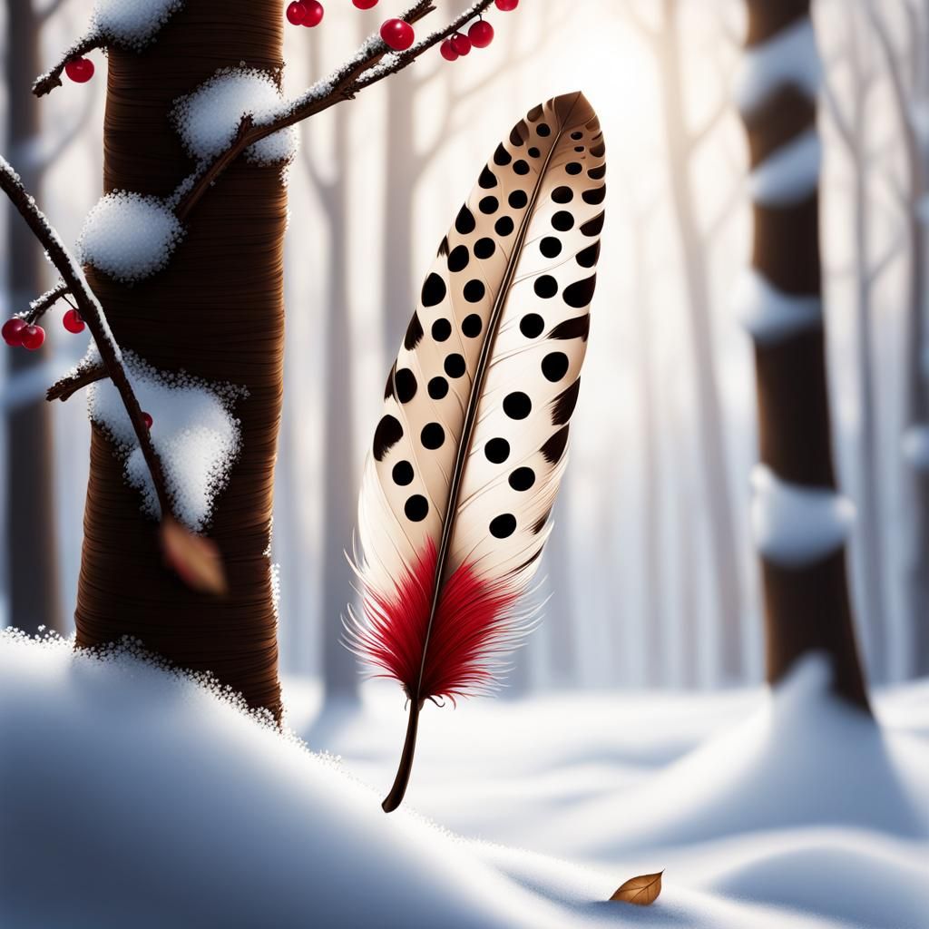 Feather in Snow: A Winter Scene