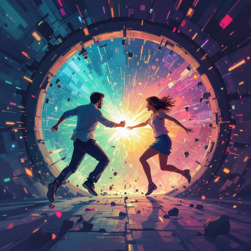 Empowered Couple Escaping Blame Trap NFT Art