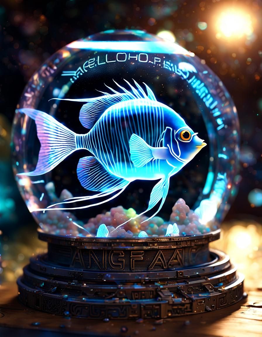 Holographic Angelfish in Sci-Fi Display