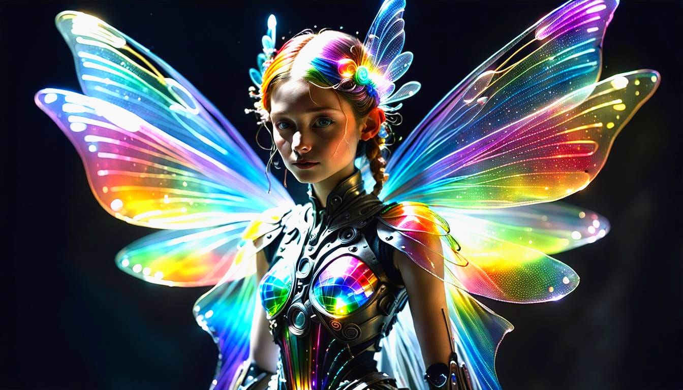 Biometric Fairy in Rainbow-Reflecting Fabric