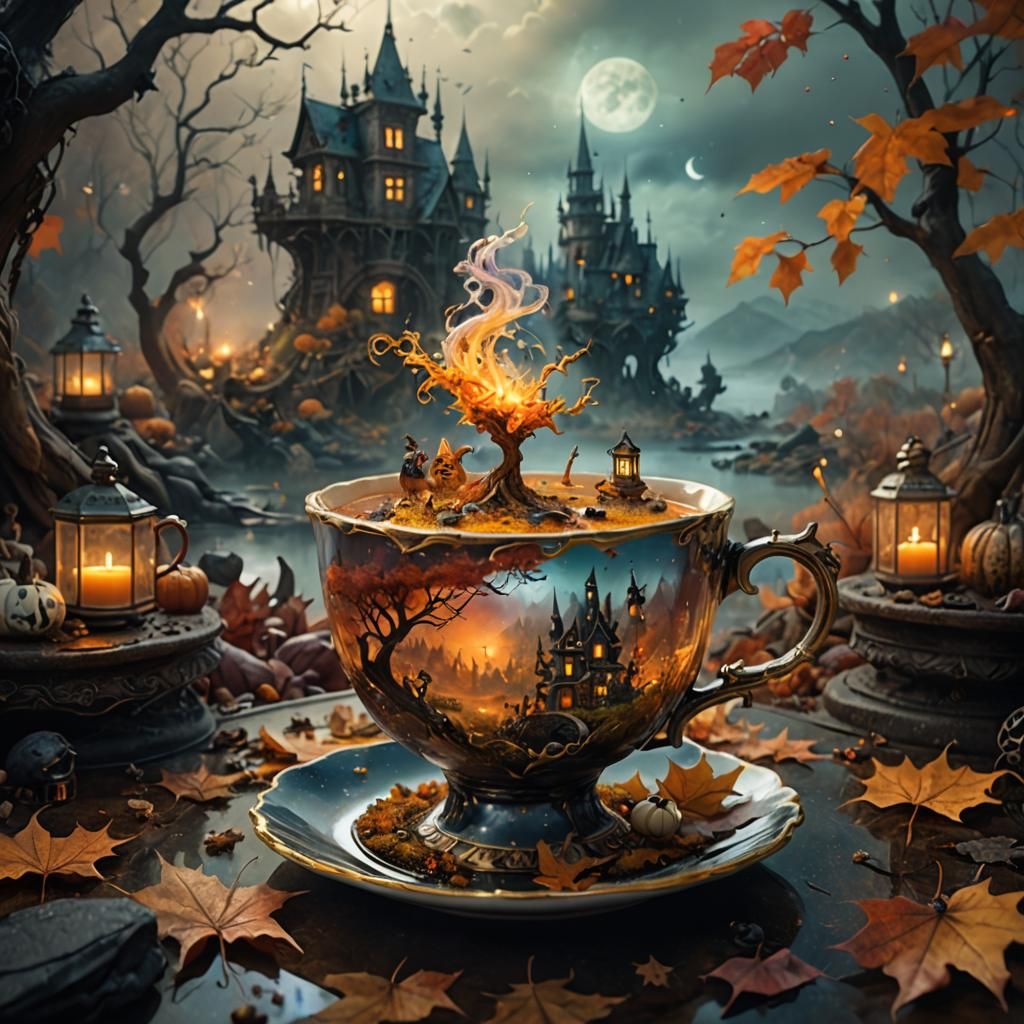 Miniature Fantasy World in a Teacup: Autumn Halloween