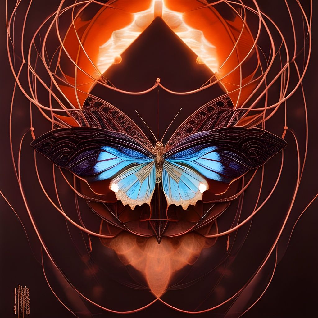 Bioluminescent Butterfly Collage in Grotesque Style