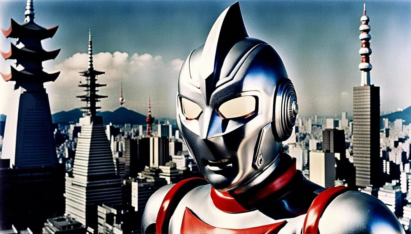 Ultraman in Vintage Japanese Action Scene