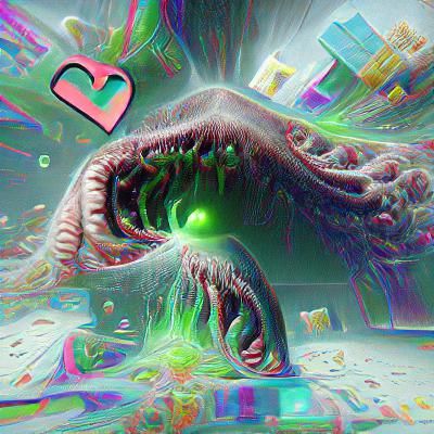 Neon Lovecraftian Deity: Majestic 3D Render