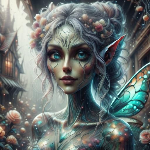 Tim Burton Fairy in Magical Garden