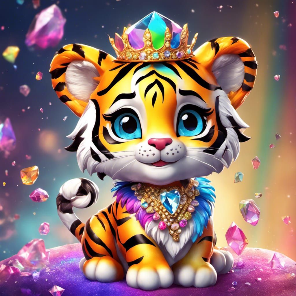 Chibi Anthro Tiger in Royal Clothes with Neon Accents
