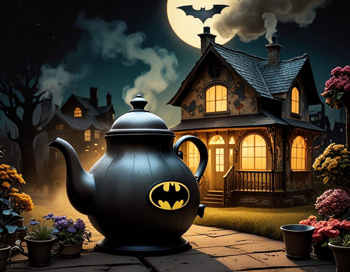 Batman and the Teapot House: Retro Comic Art