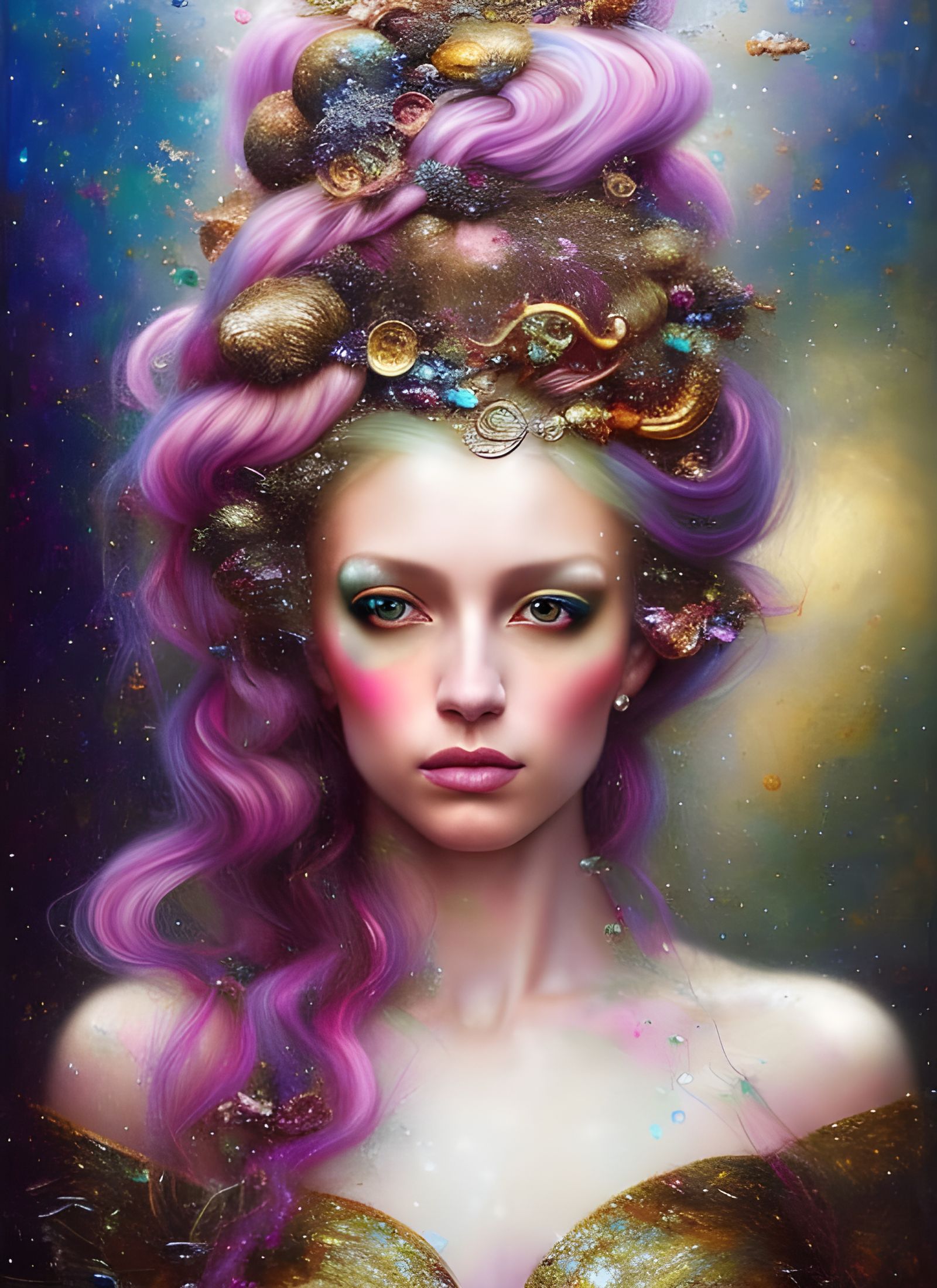 Glittering Princess Portrait in Surreal Style