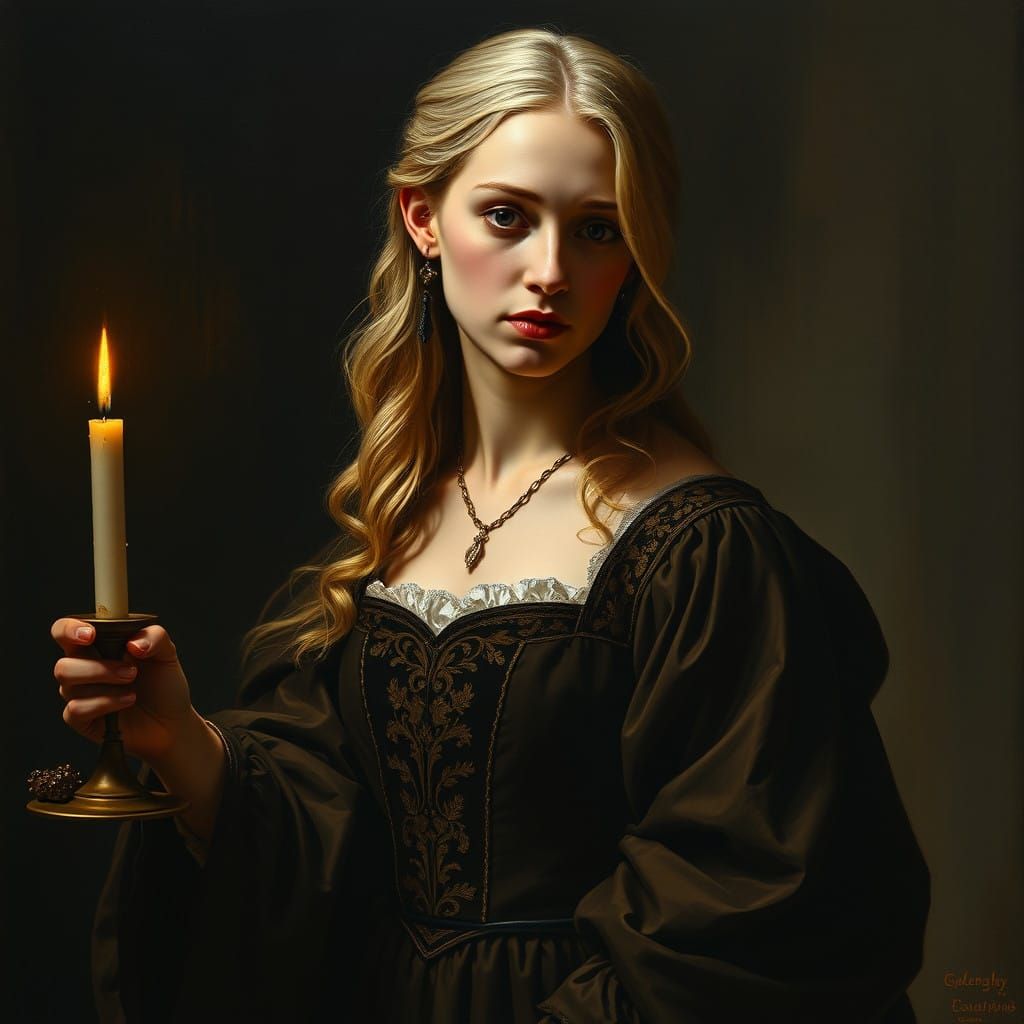 Baroque Woman in Dramatic Shadows