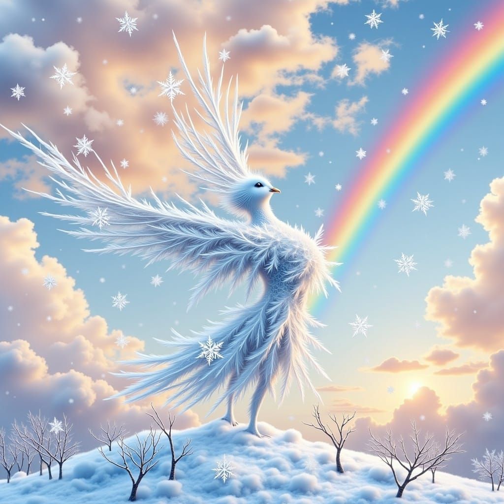 Serene Snow White Dove in Vibrant Christmas Sky