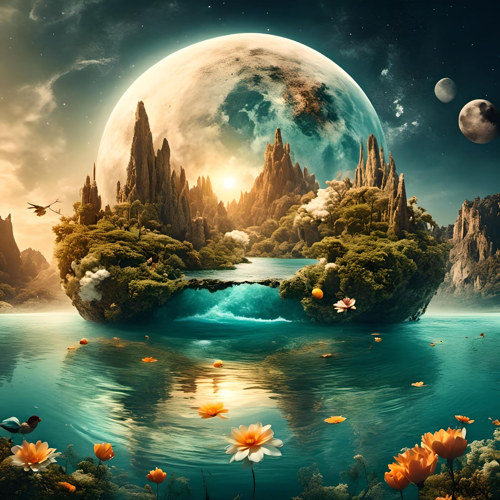Surreal Moon and Water Photo Manipulation
