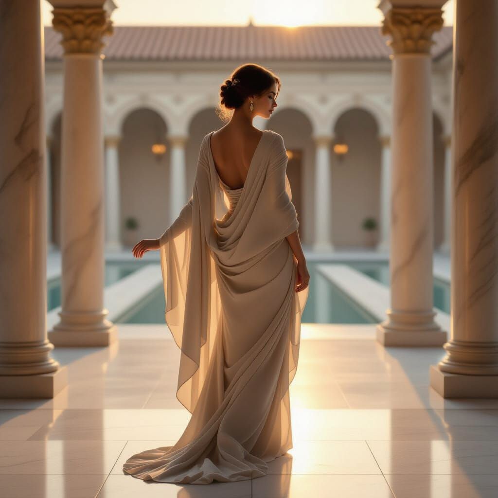 Elegant Woman in Himation at Dawn