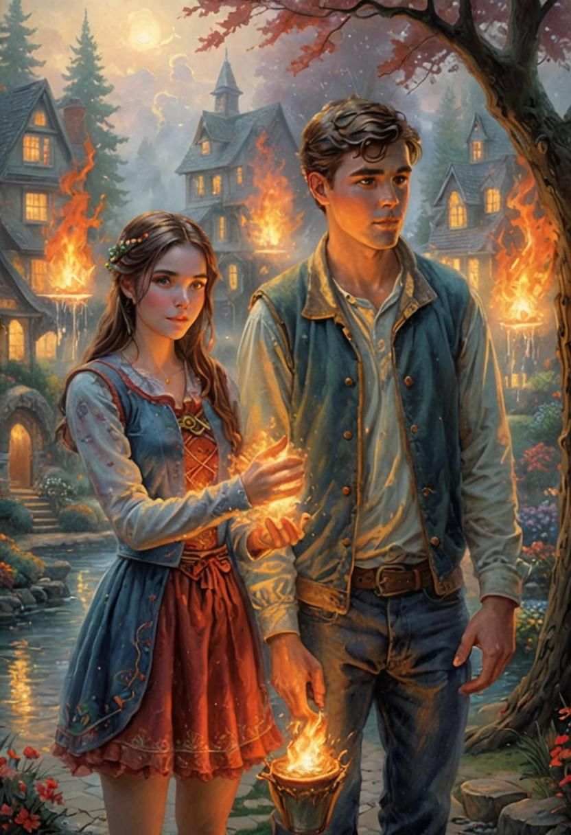 Elemental Teens with Fire and Water in Fantasy Art