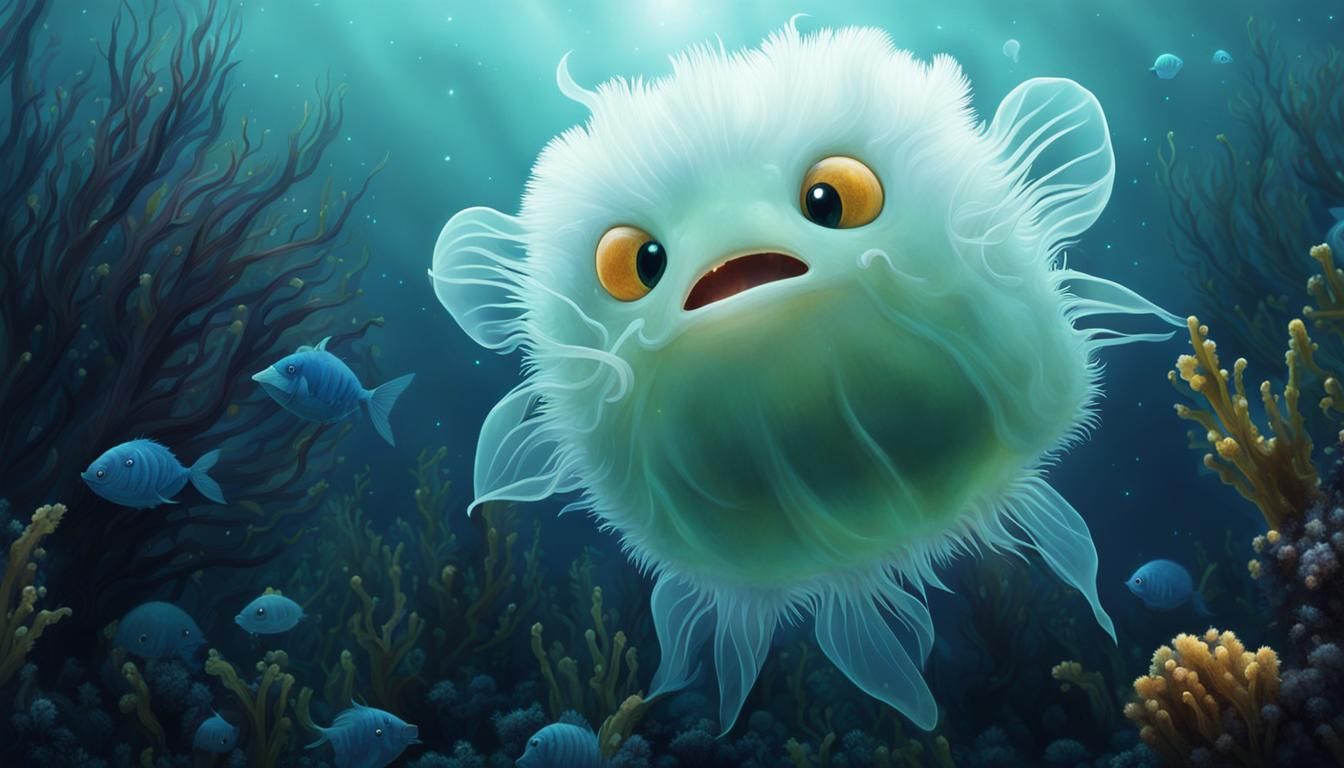 Cute Ghostly Seadevil Anglerfish in the Ocean's Twilight