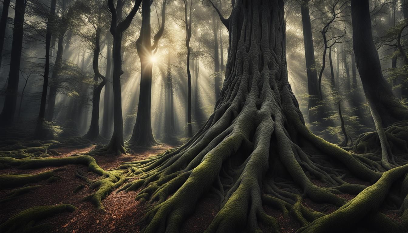 Enchanted Forest: Trees with Eerie Faces in 4K