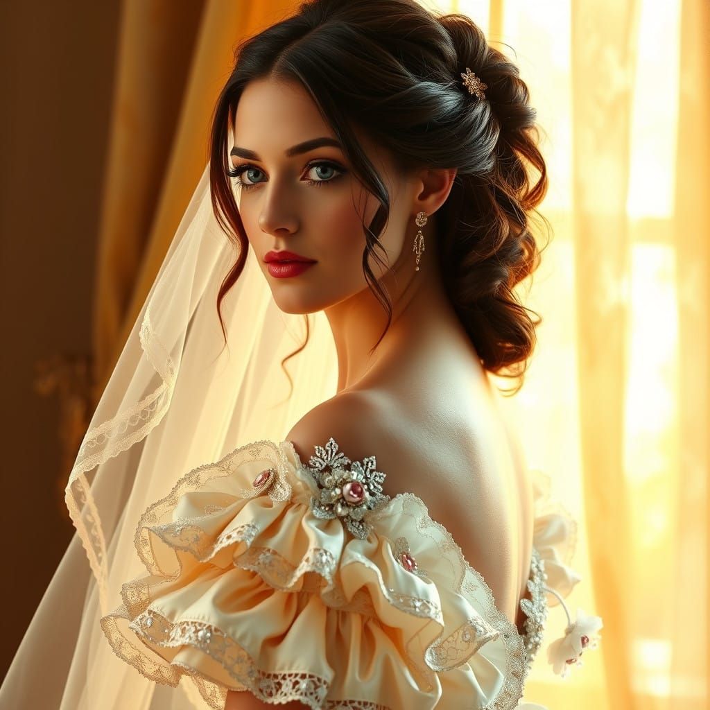 Stunning American Wedding Bride in Soft Golden Light