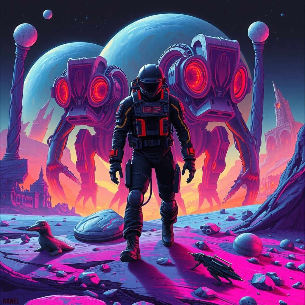 Cosmic Dreamer in a Neon Wasteland