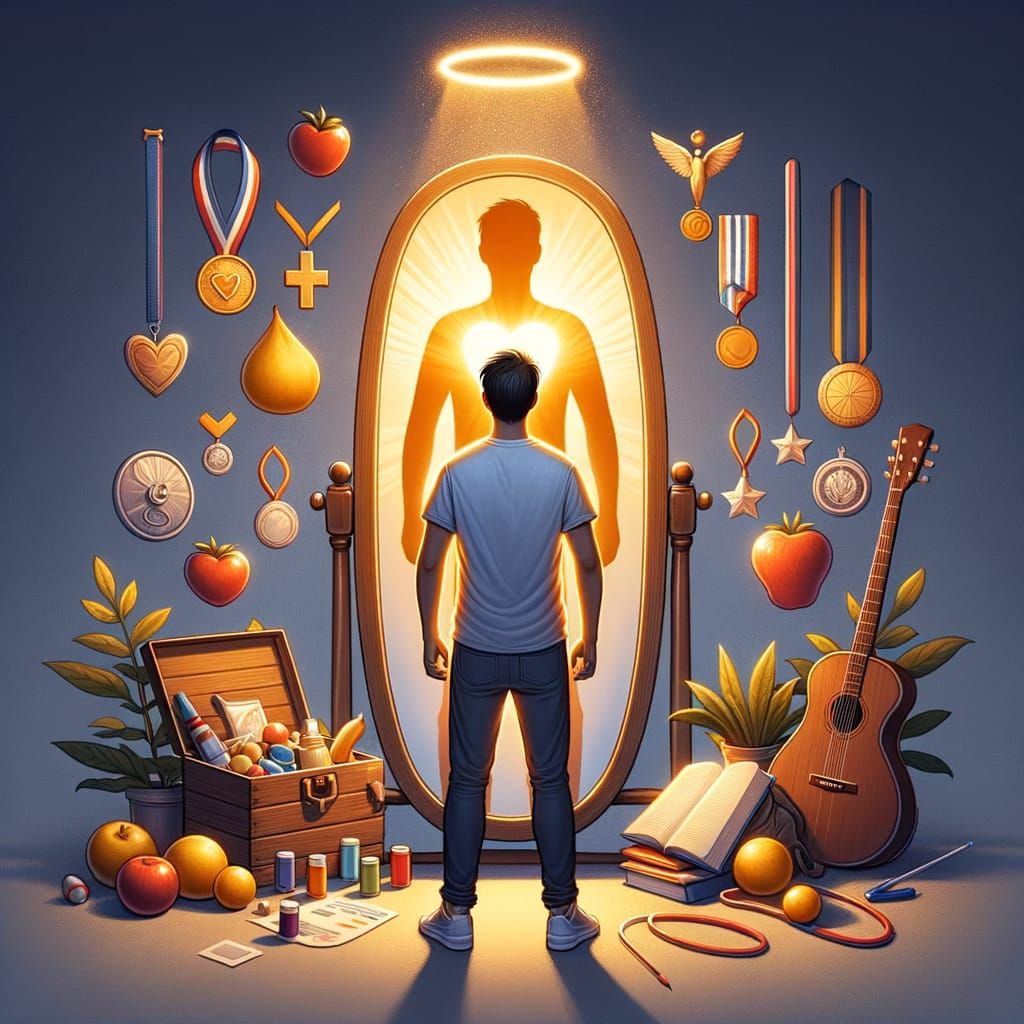 Asian Man Radiates Confidence and Self-Love