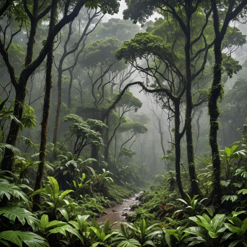 Monsoon in Rainforest: Animals Taking Shelter