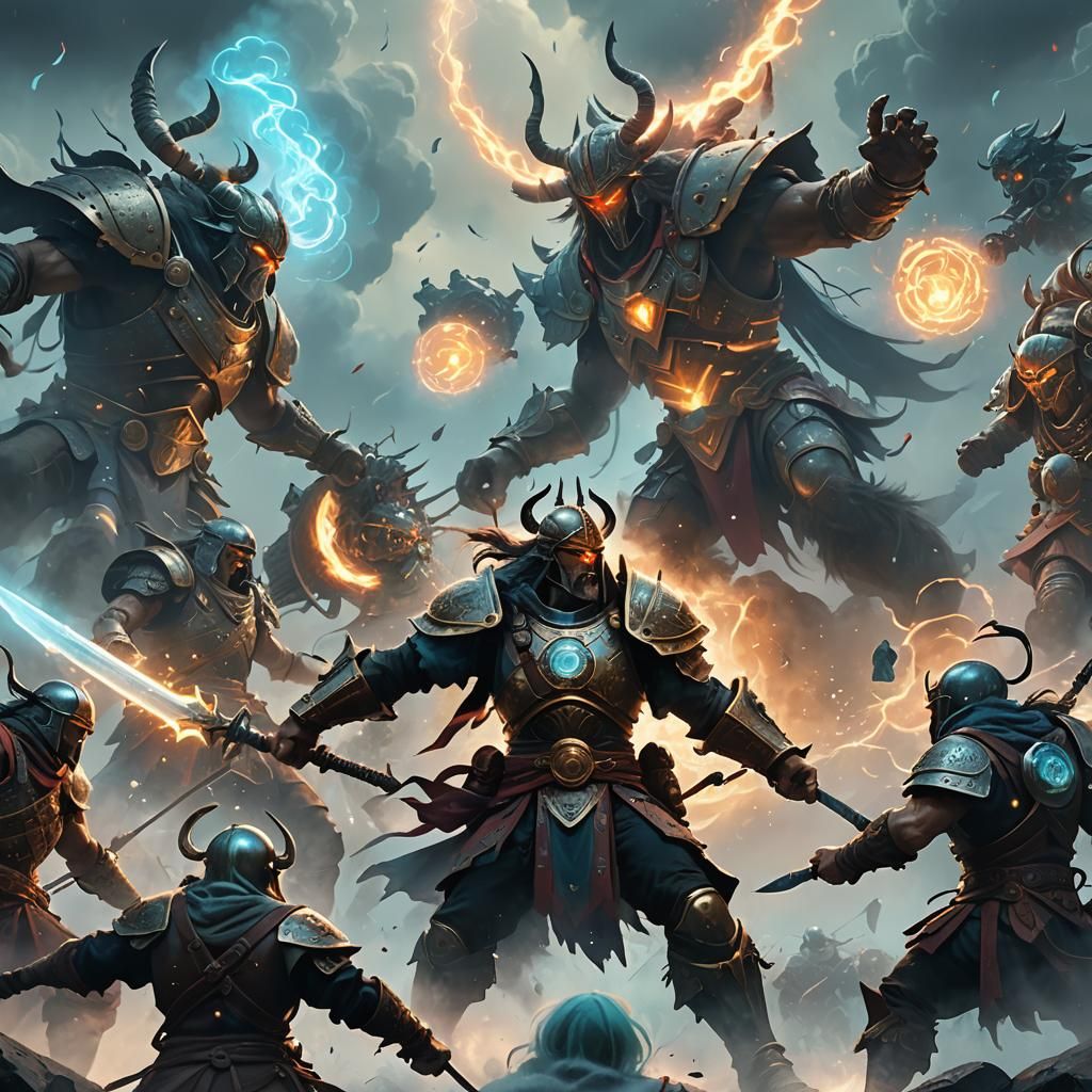 Epic Gem Battle: High Fantasy Digital Painting