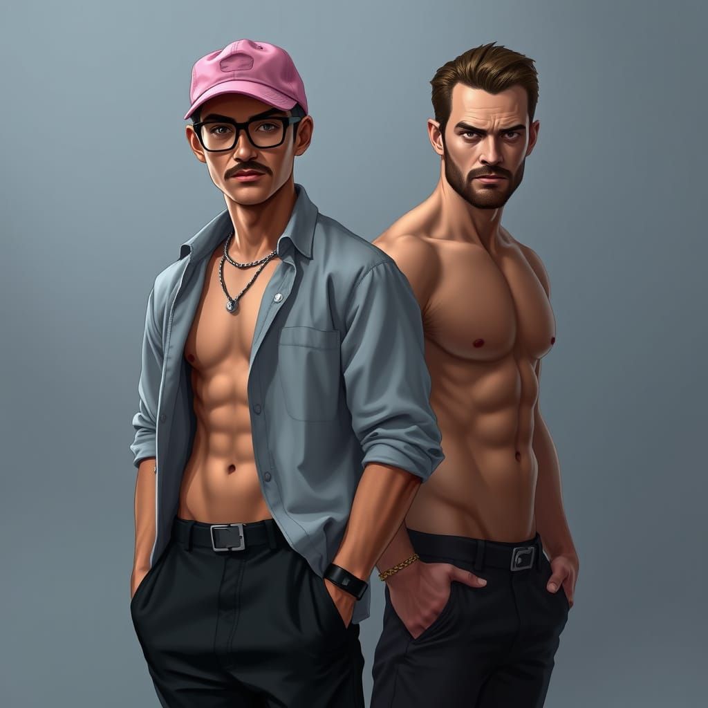 Contrasting Men in Vivid Realism