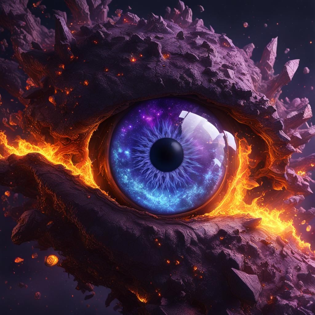 Flaming Crystal Eye: Dark Fantasy Concept Art