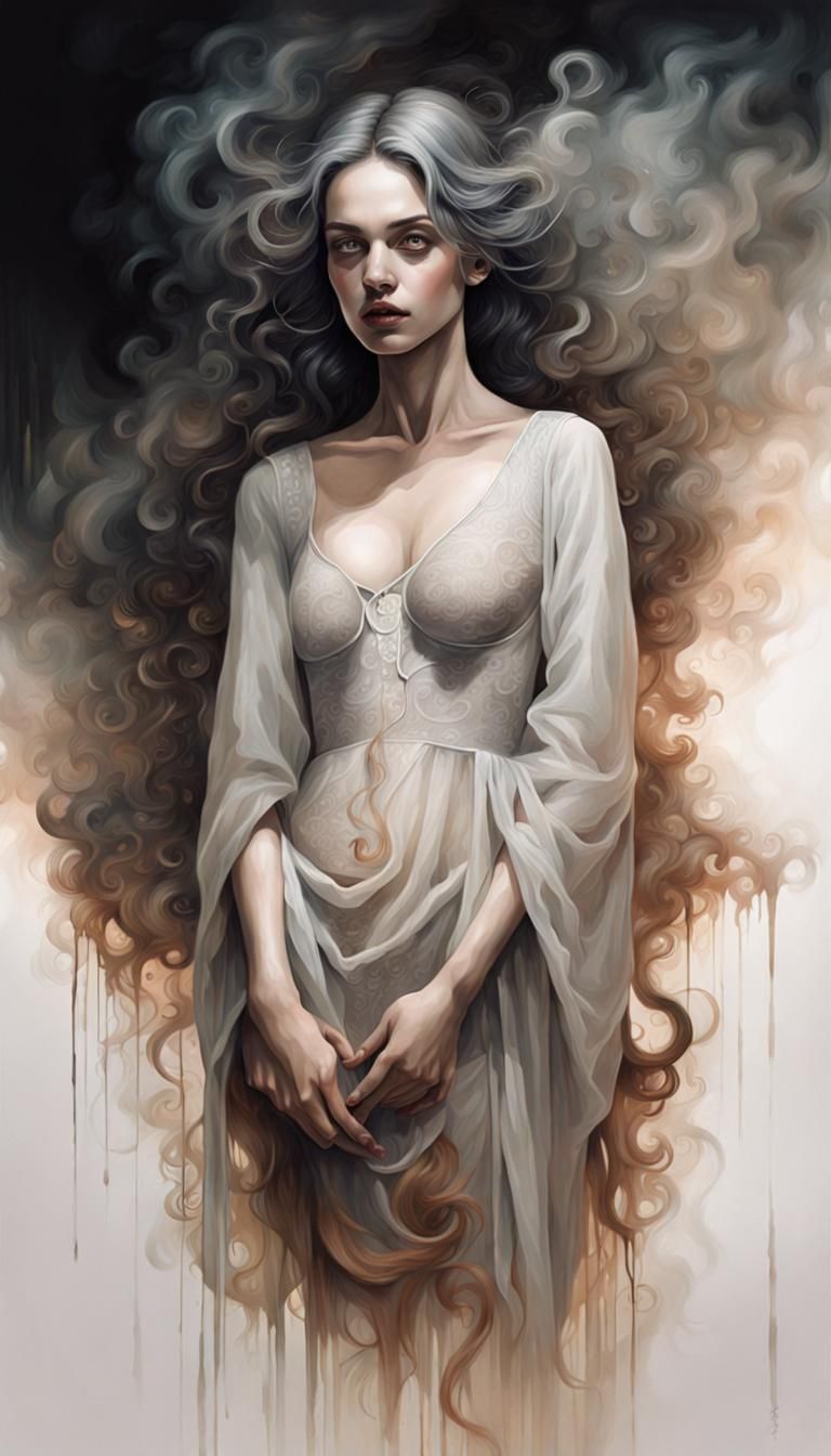 Fantasy Gothic Illustration of Tragic Female Figures