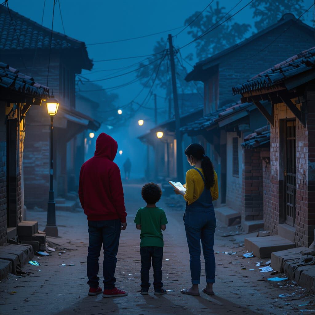 Mysterious Blue Glow Over Foggy Chandpur Town at Night