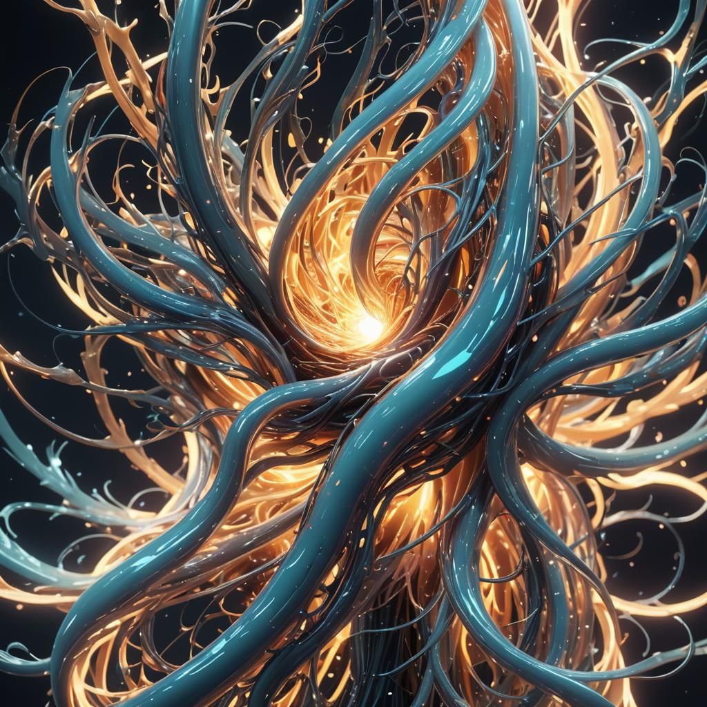 Surreal Anime: Glowing Hollow Stomach Close-Up