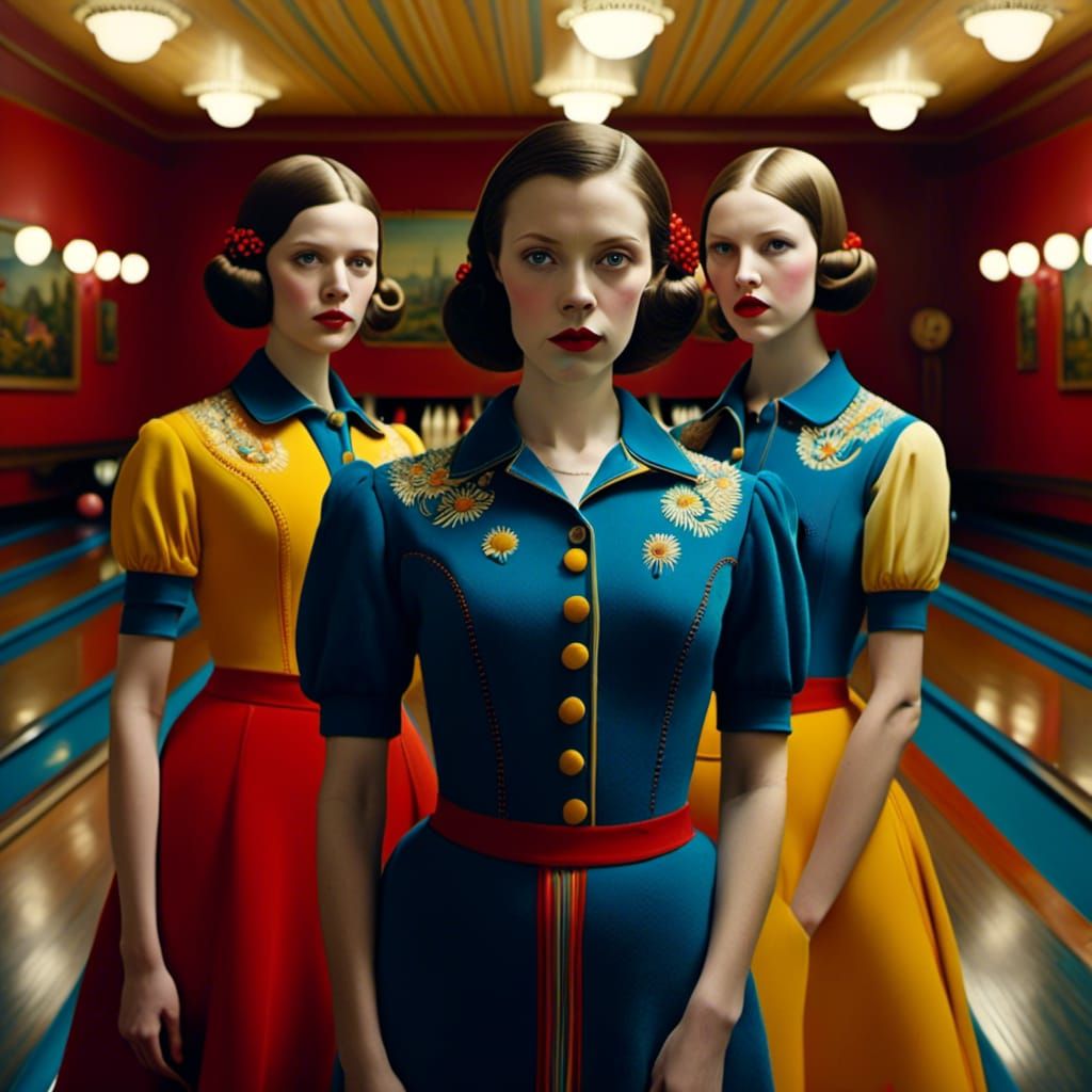 Surreal Bowling Team in Pop Art Style